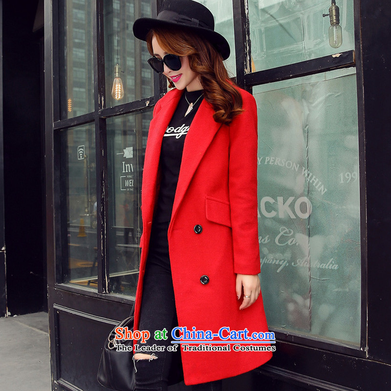 Alejandro Toledo kisses 2015 autumn and winter new Korean version of Sau San video thin long-sleeved double-long hair? jacket female a wool coat inside of the Red, Hangzhou J961 kiss (hangzhiwen) , , , shopping on the Internet