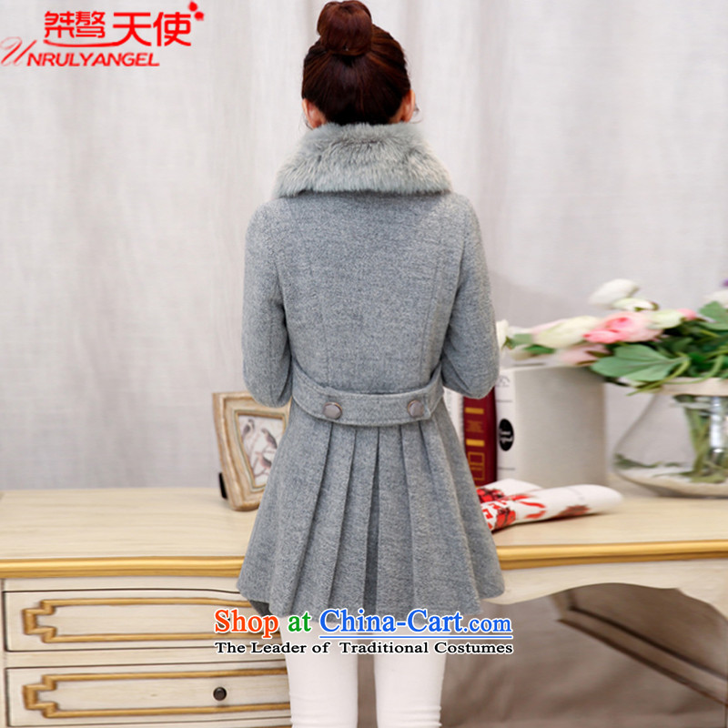 Intractable recalcitrance Angel 2015 autumn and winter new Korean version in the long hair of Sau San? female c-014 coats gray  M intractable recalcitrance UNRULYANGEL Angel () , , , shopping on the Internet