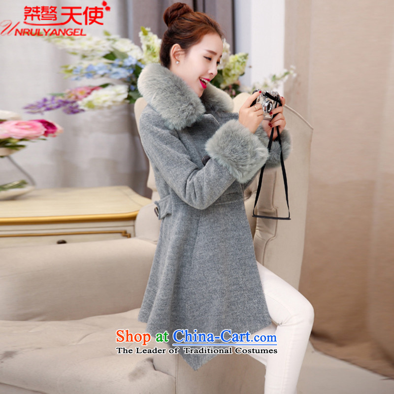 Intractable recalcitrance Angel 2015 autumn and winter new Korean version in the long hair of Sau San? female c-014 coats gray  M intractable recalcitrance UNRULYANGEL Angel () , , , shopping on the Internet
