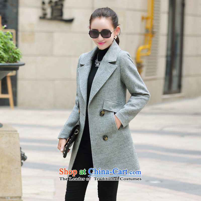 The Korean version of the new 2015 women a coat new products so stylish coat is gross coats thick autumn and winter female XXL, light gray and Asia (charm charm of Bali shopping on the Internet has been pressed.