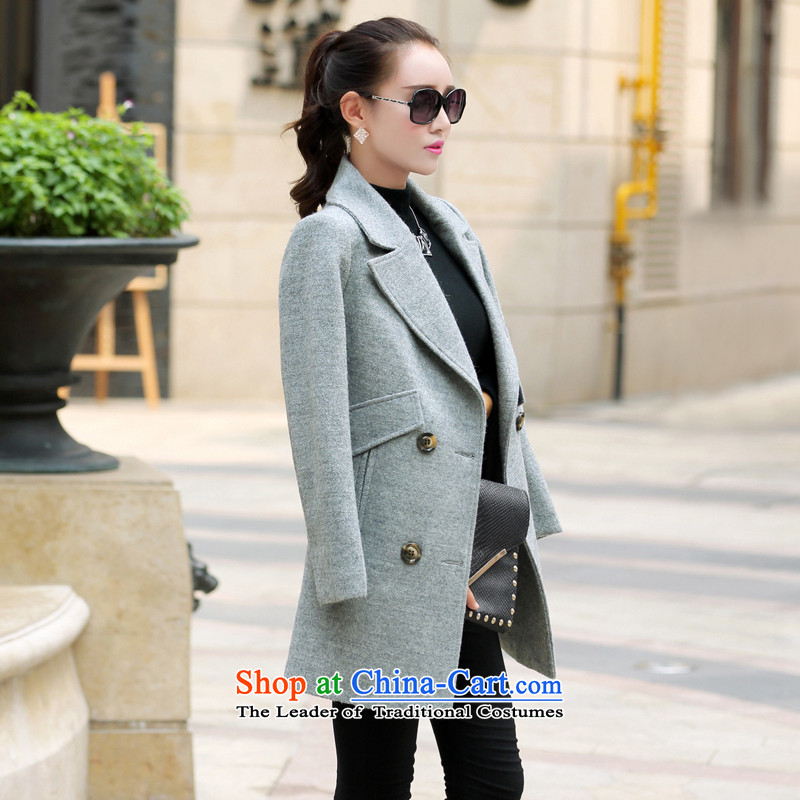 The Korean version of the new 2015 women a coat new products so stylish coat is gross coats thick autumn and winter female XXL, light gray and Asia (charm charm of Bali shopping on the Internet has been pressed.