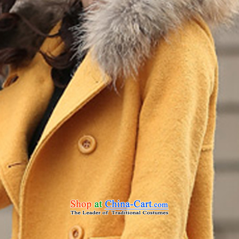 2015 winter clothing Korean Sau San is a wild in long wool coat jacket available offline so shoes for Yellow XL, charm of gross and Asia (charm bali shopping on the Internet has been pressed.)
