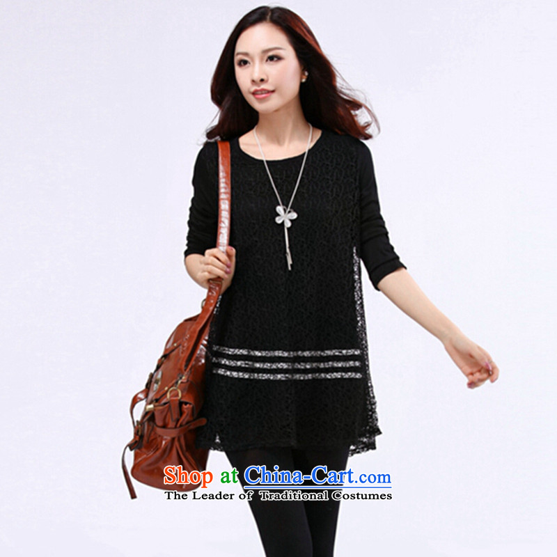 Rain ringtone large 2015 women fall to increase expertise with lace mm long-sleeved T-shirt waves in long thick clothes, forming the liberal sister XXL, black shirt rain ring tone , , , shopping on the Internet