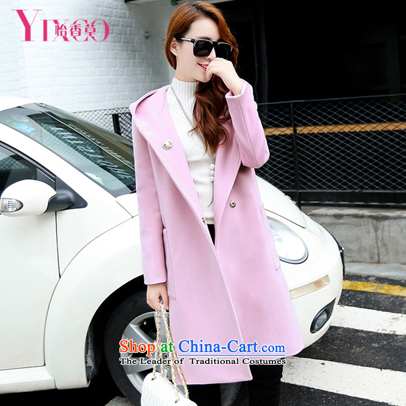 Selina Chow herbs 2015 Fall/Winter Collections new two-sided cashmere overcoat female Korean?   Graphics thin cap wool coat girl in long?) thick warm pink jacket a M, Selina Chow herbs shopping on the Internet has been pressed.