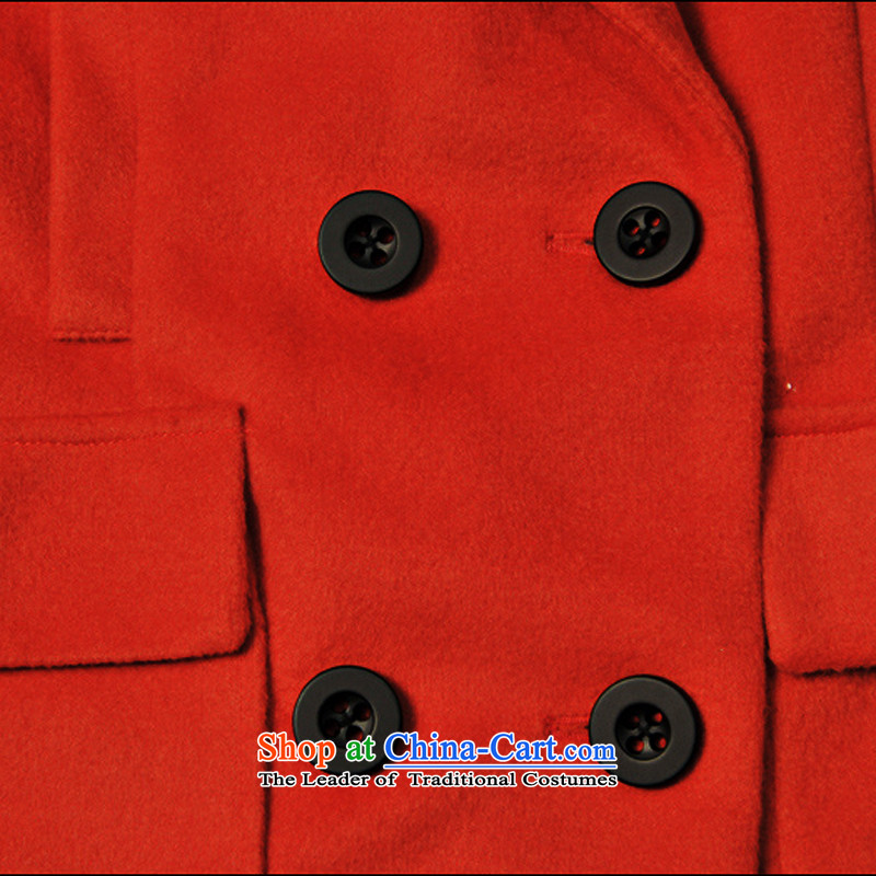 2015 Autumn and winter yamureach new Western gross women in coats? long double-large relaxd wool coat non-Cashmere Red? xl,yamureach,,, shopping on the Internet