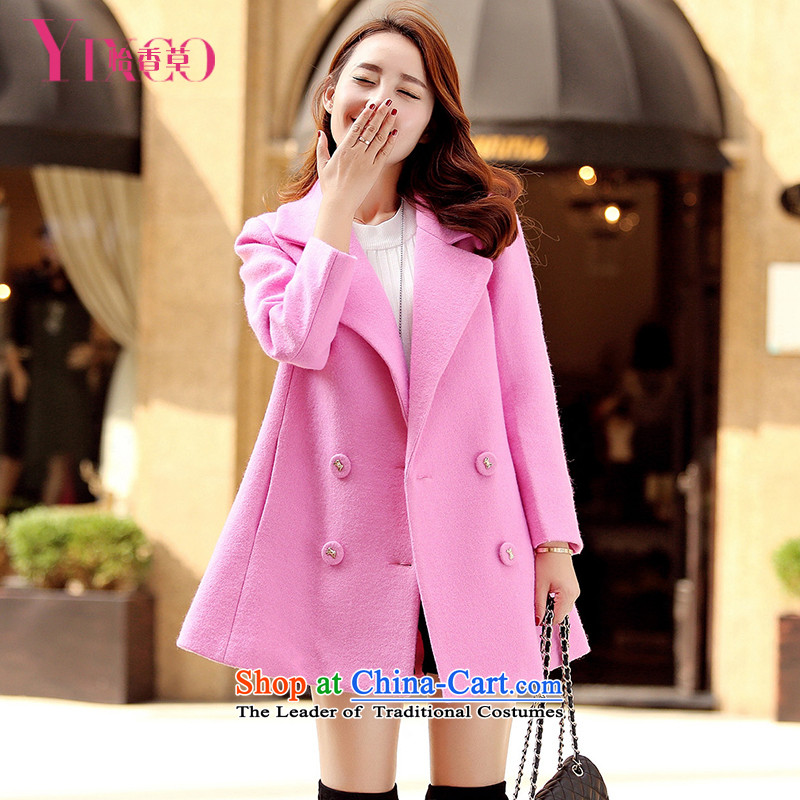 Selina Chow herbs 2015 Fall/Winter Collections of new products Sau San video thin thick wool coat girl in long?) Korean small incense wind trendy Code women's double-a wool coat of red M Chow herbs shopping on the Internet has been pressed.