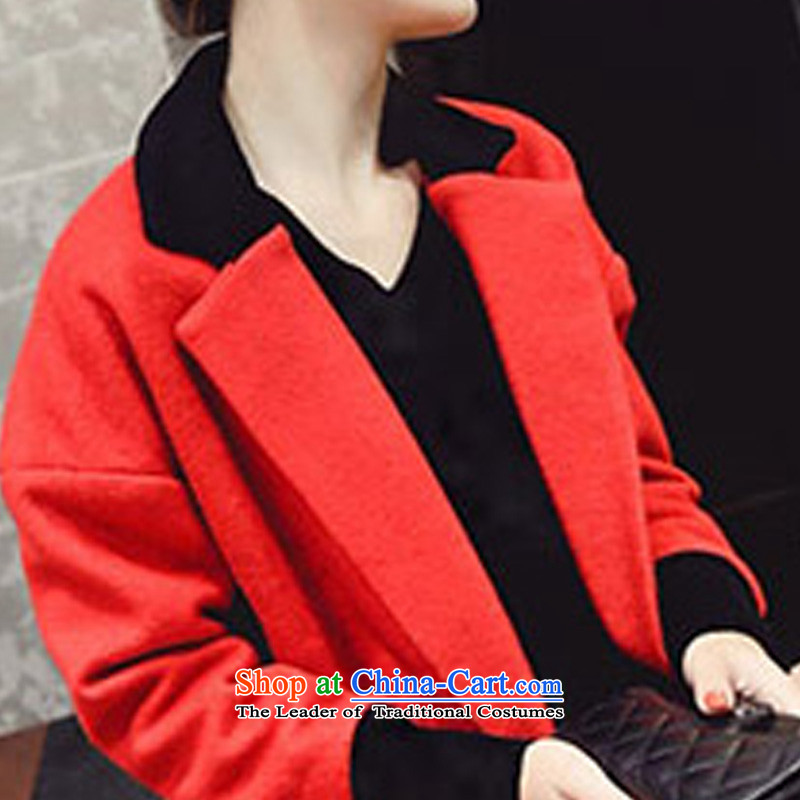 Xu Chong Chau New) 2015 female woolen stitching? long jacket, thick robe thread cuff cotton coat red coats , Chong Wook M Code , , , shopping on the Internet