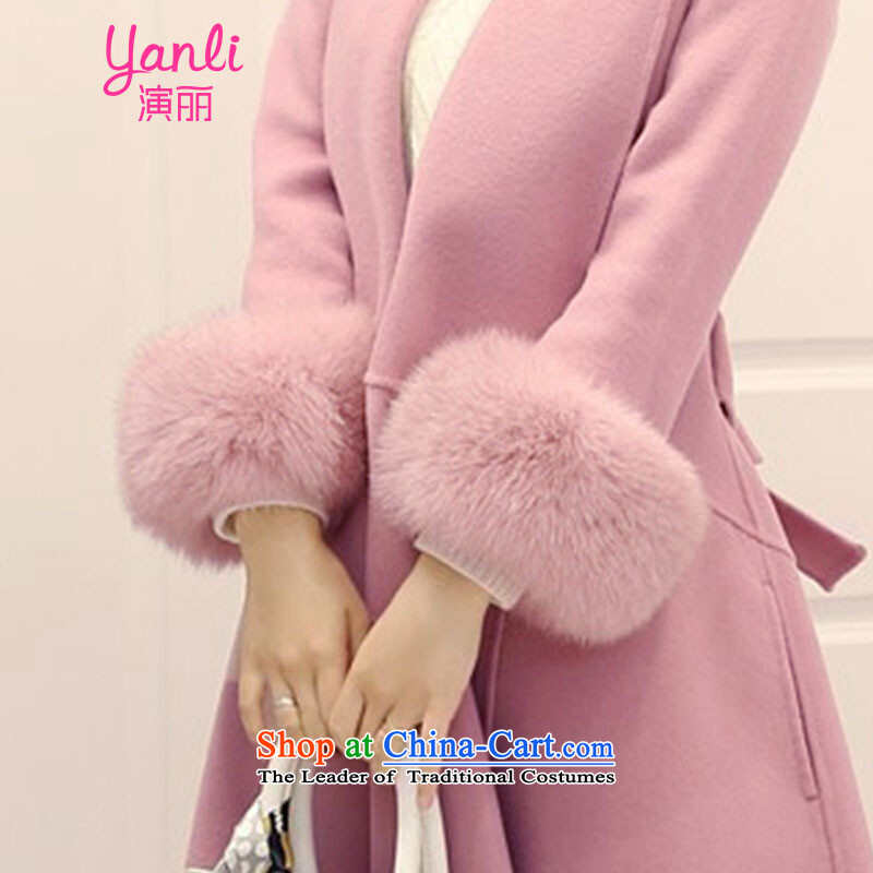 Speech Li Mao? 2015 autumn and winter coats female Korean Version) long jacket, Carmine toner M speech YL00062 LAI (YANLI) , , , shopping on the Internet
