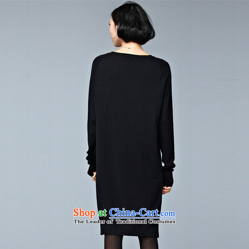 Elisabeth wa concluded card thick sister autumn boxed version of large Korean female autumn shirt, forming the code in the long Neck Knitted Shirt female head kit shirt Ms. Loose thick girls' Graphics thin, Choo-pack Black Large are suitable for 95 to 150