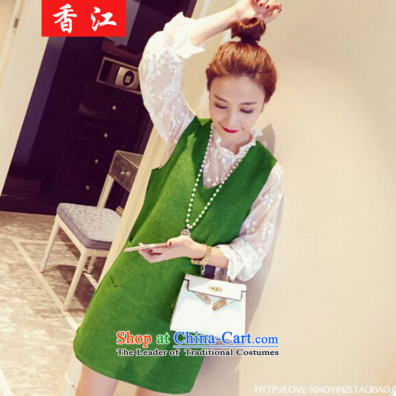 Xiang Jiang to increase women's code thick mm autumn replacing new dresses?200 catties thick girls' Graphics thin thick sister Kit autumn two kits?362?fruit large green code 2XL