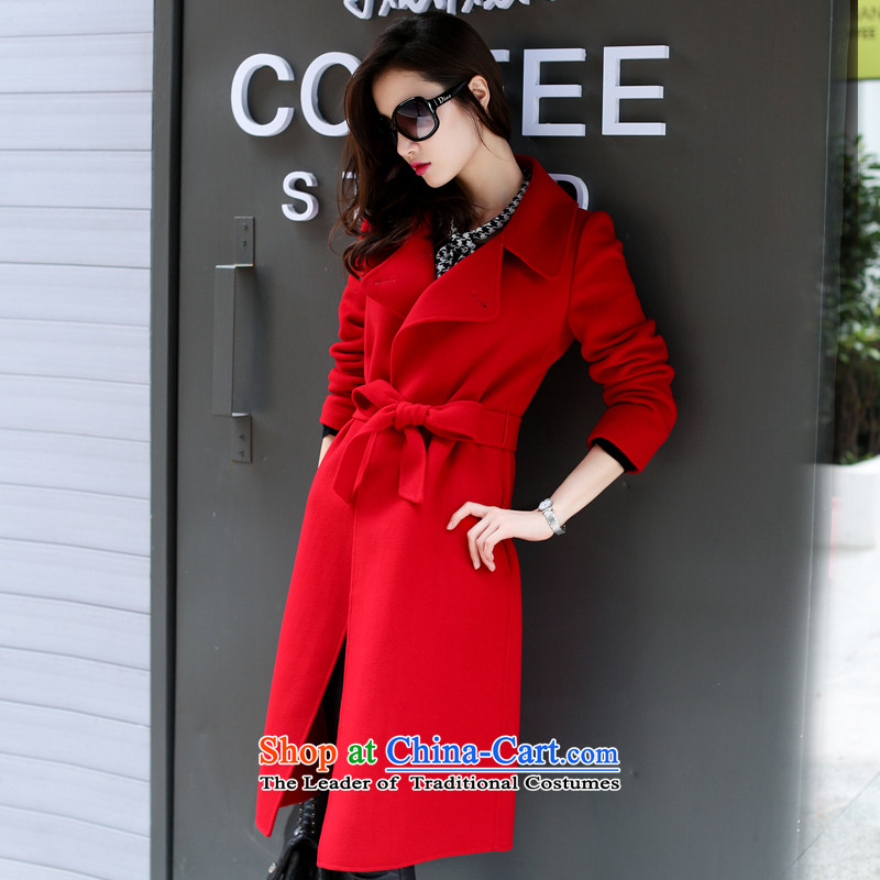 Hundreds of double-sided cashmere overcoat, double-side wool coat new? The lapel in stylish Western style long a windbreaker b9514 red S, hundreds of baisitenuo () , , , shopping on the Internet