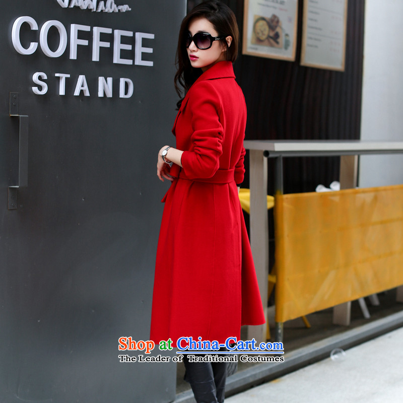 Hundreds of double-sided cashmere overcoat, double-side wool coat new? The lapel in stylish Western style long a windbreaker b9514 red S, hundreds of baisitenuo () , , , shopping on the Internet