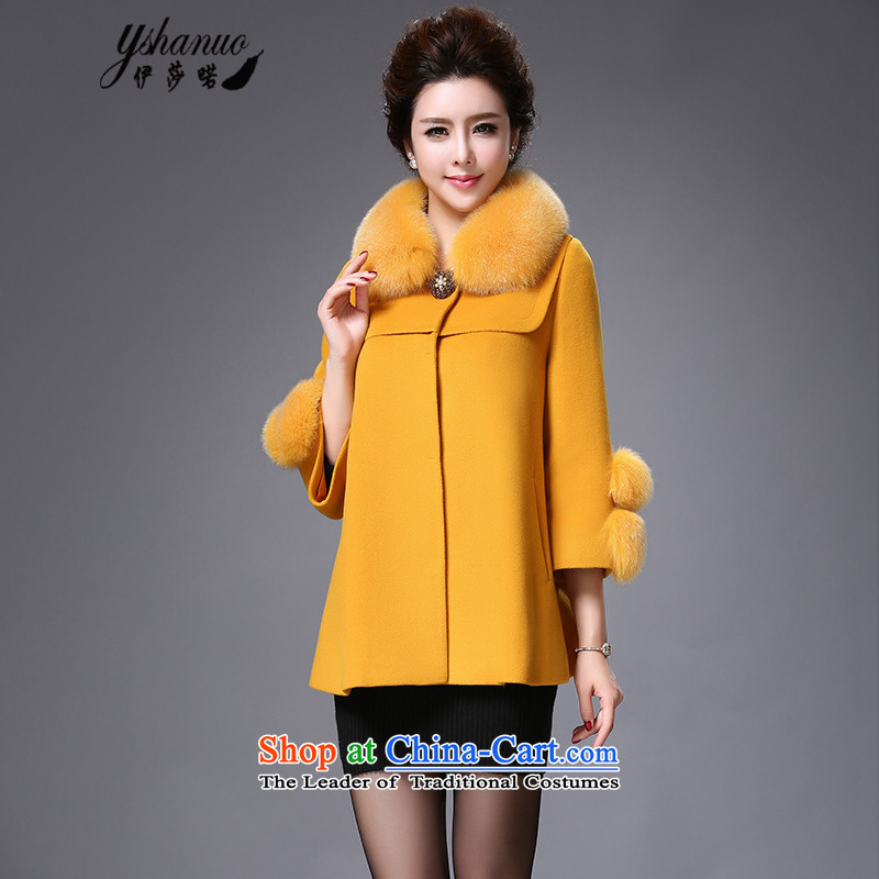 Isabel La Carconte 2015 autumn and winter new gross female elegant & luxurious coats? Fox gross for 7 cuff cloak over the medium to longer term, woolen coat YS1008 XXL, maize yellow Isabelle well (YSHANUO) , , , shopping on the Internet