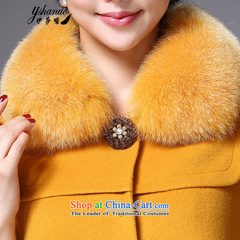 Isabel La Carconte 2015 autumn and winter new gross female elegant & luxurious coats? Fox gross for 7 cuff cloak over the medium to longer term, woolen coat YS1008 XXL, maize yellow Isabelle well (YSHANUO) , , , shopping on the Internet