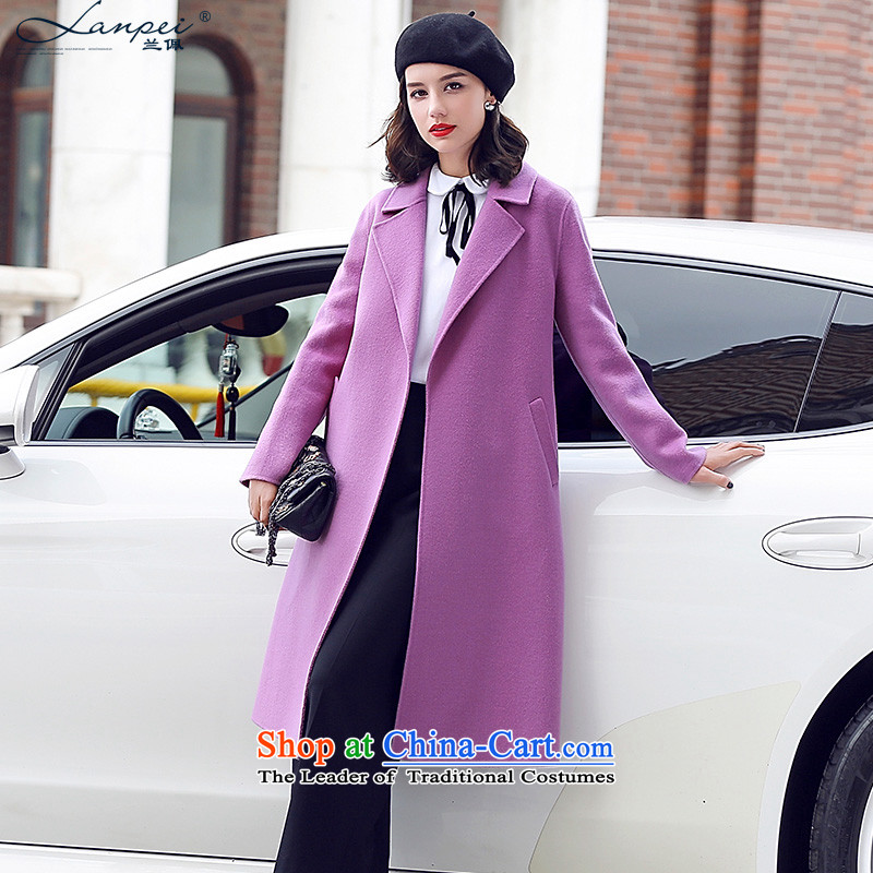 Ho Pui 2015 autumn and winter new women's double-sided woolen coat female temperament long wool Sau San jacket of purpleM?