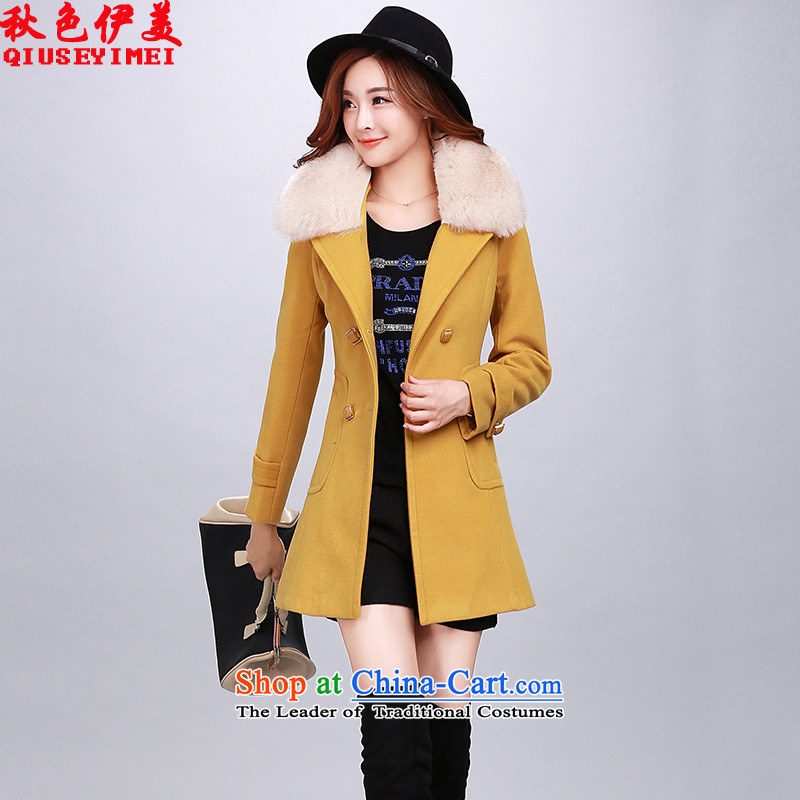 Autumn Yimei gross girls long coats? jacket, autumn and winter new Korean version for a blouse Nagymaros -2018 YellowXL