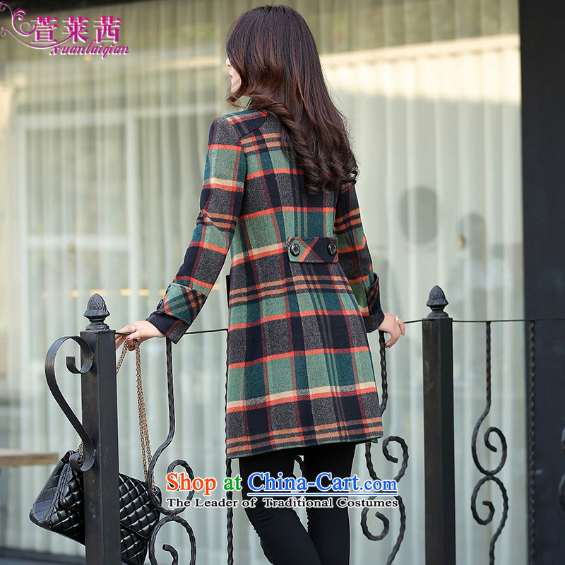 Xuan, Mrs Ure 2015 autumn and winter New England style lapel in women's long Sau San Mao jacket coat grid girls? XXL, lattices, Lucy (Xuan xuanlaiqian) , , , shopping on the Internet