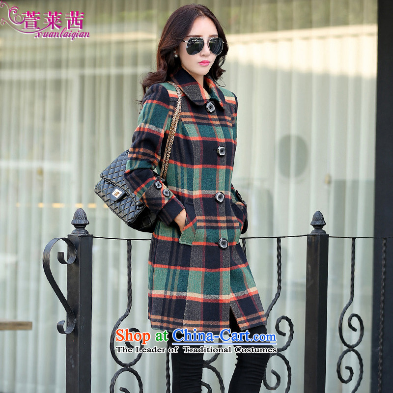 Xuan, Mrs Ure 2015 autumn and winter New England style lapel in women's long Sau San Mao jacket coat grid girls? XXL, lattices, Lucy (Xuan xuanlaiqian) , , , shopping on the Internet