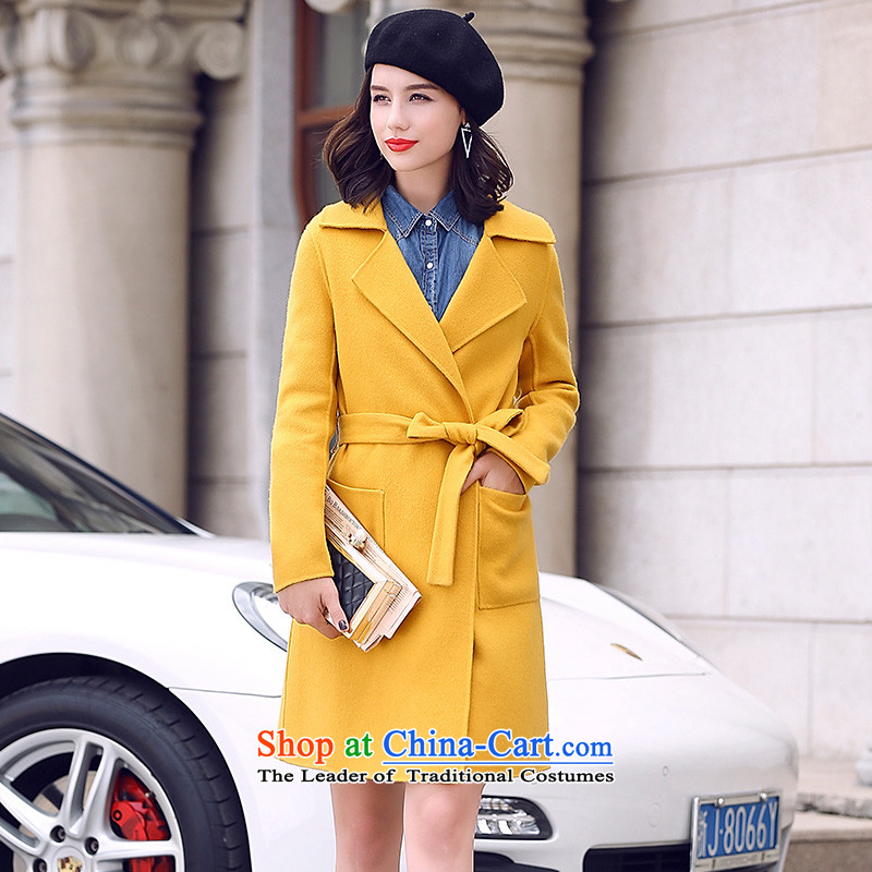 In the autumn of 2015, the new Pei Foutune of video thin double-side wool a wool coat girl in long hair , yellow jacket?, L, PEI (lanpei) , , , shopping on the Internet