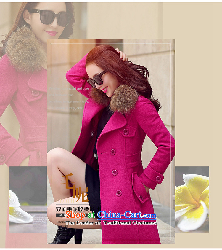 Anne Road 2015 new Korean autumn lapel solid color in the medium to long term, a wool coat women's stylish coat women rose so gross red L picture, prices, brand platters! The elections are supplied in the national character of distribution, so action, buy now enjoy more preferential! As soon as possible.