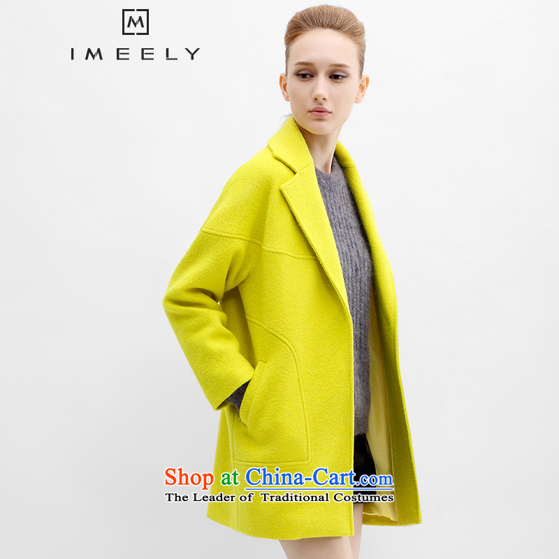 2015 Fall_Winter Collections IMEELY new yellow rotator cuff falls short hair? jacket, a wool coat Yellow?M