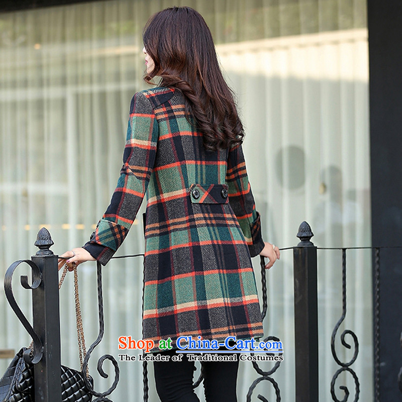 Yet the new style winter 2015 湲 fashion, long latticed single row detained Korean Sau San Invoiceable wool coat female latticed L105-115?, yet 湲 shopping on the Internet has been pressed.