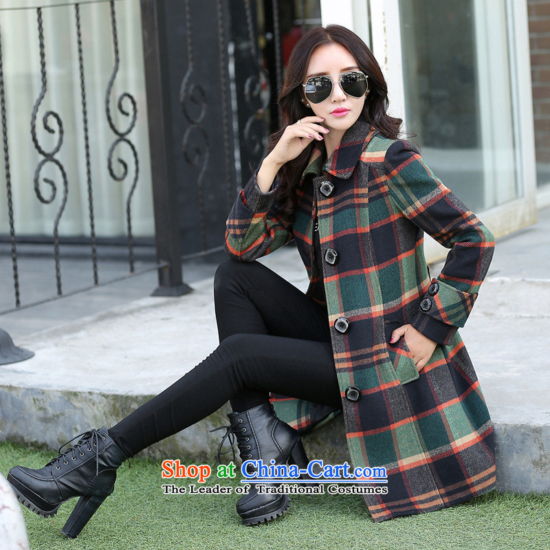 Yet the new style winter 2015 湲 fashion, long latticed single row detained Korean Sau San Invoiceable wool coat female latticed L105-115?, yet 湲 shopping on the Internet has been pressed.