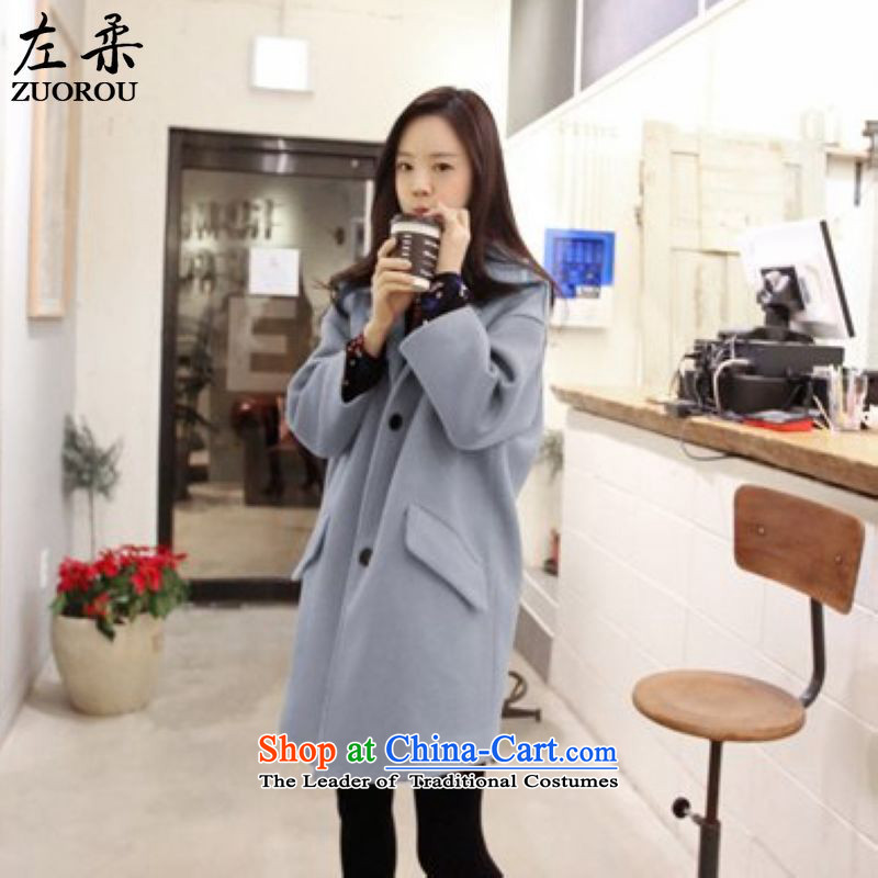Sophie 2015 autumn and winter left of Korean women's increased to thick MM THIN large relaxd graphics in a long wind jacket thick sister 200 catties better wearing a light blue XXXXL, left soft , , , shopping on the Internet
