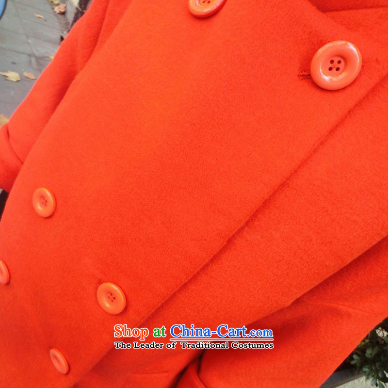 Athena Chu poetry, gross? 2015 Women's jacket coat Fall/Winter Collections of new gentle lady of Korea fashion, long a wool coat 3909 red-orange , L, Athena poetry, , , , shopping on the Internet