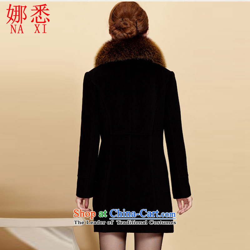 The Korean version of 2015 knows cashmere overcoat so gross jacket female autumn and winter new large middle-aged Fox for gross? coats gross A1035 XXXXL, Black (NAXI people knows) , , , shopping on the Internet