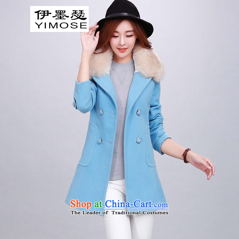 El ink Joseph 2015 new gross? female Korean jacket coat in the long hair?)? a wool coat Connie sub-jacket for autumn and winter navy with gross collar XXL, emulation of the cold war has been pressed shopping on the Internet