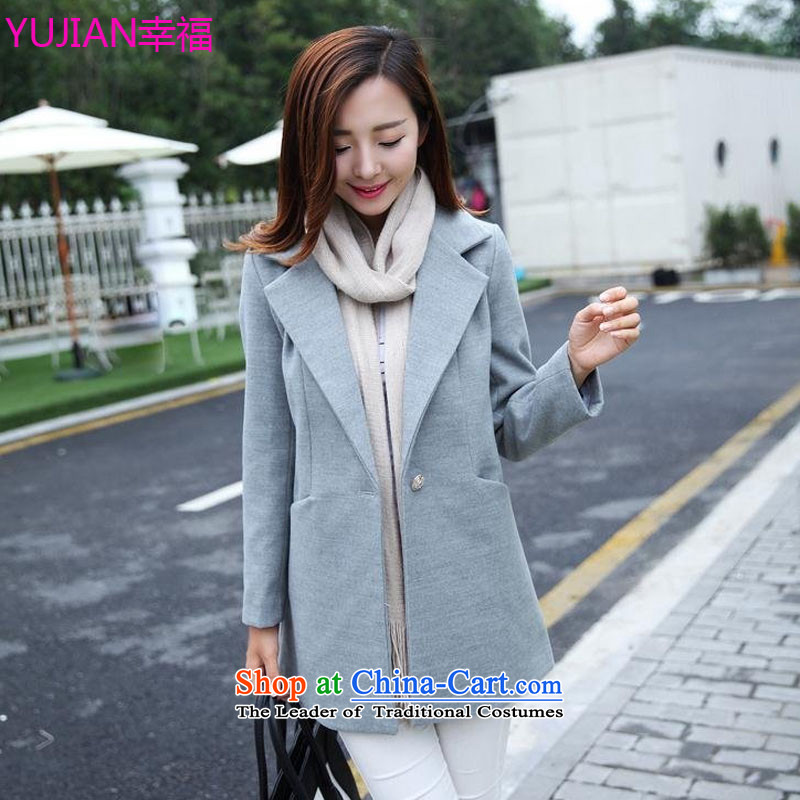 The well-being of autumn and winter 2015 met the new Korean women in long hair? female suits for coat large a light gray?L