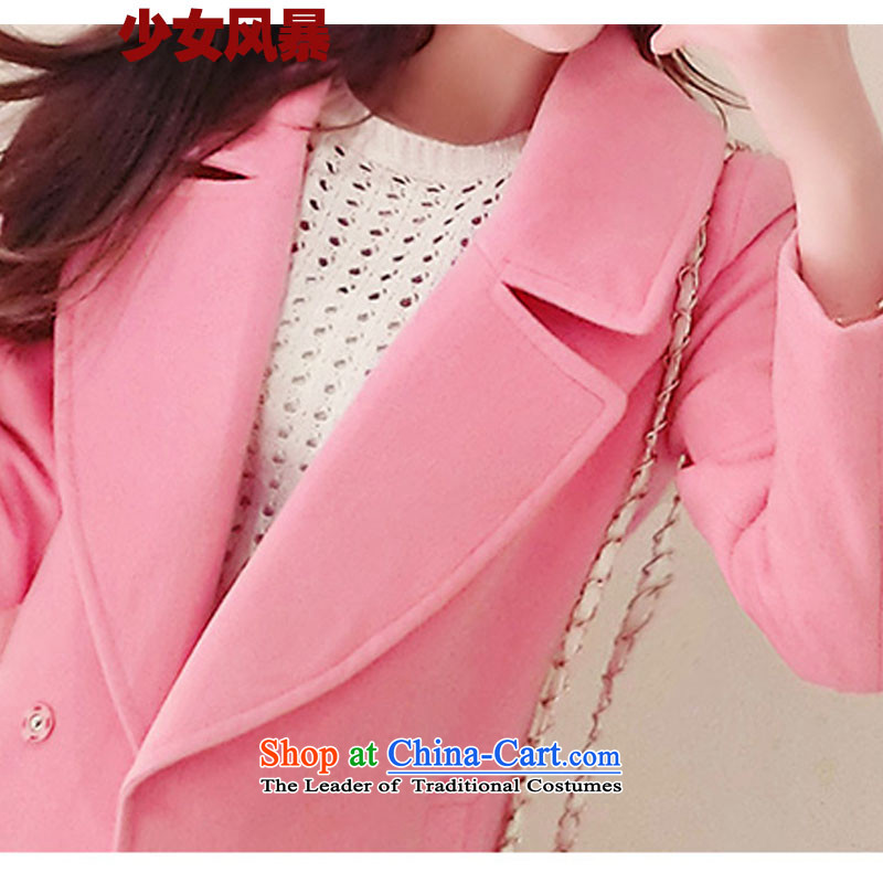 Teenage girls in turmoil? coats of autumn and winter new Korean version of Sau San Connie sub-coats female Stylish coat women? gross light pink thick M girls storms (shaonvfengbao) , , , shopping on the Internet