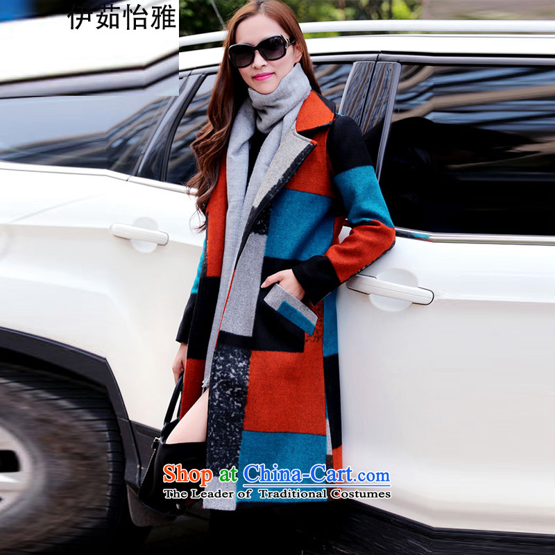 El-ju Yee Nga 2015 winter clothing Korean women's larger gross coats thick MM in this long-jacket YY15382_? Red Orange XL