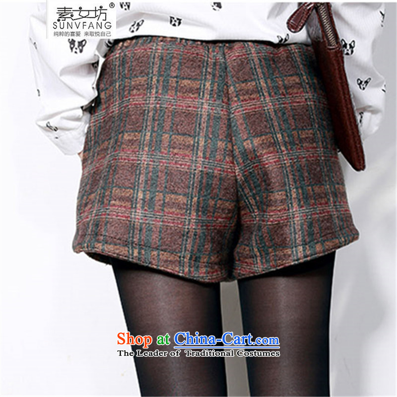 Motome square thick sister larger autumn and winter wild shorts 2015 autumn and winter to xl elastic waist latticed gross a shorts are the 5222 recommendation of the brown checkered 5XL weight, 180-210 Motome Fong (SUNVFANG) , , , shopping on the Internet