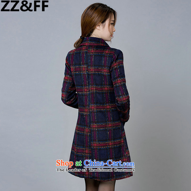2015 winter clothing new Zz&ff gross? coats that long temperament grid long-sleeved jacket is elegant gross 1666 red checkered M,ZZ&FF,,, shopping on the Internet