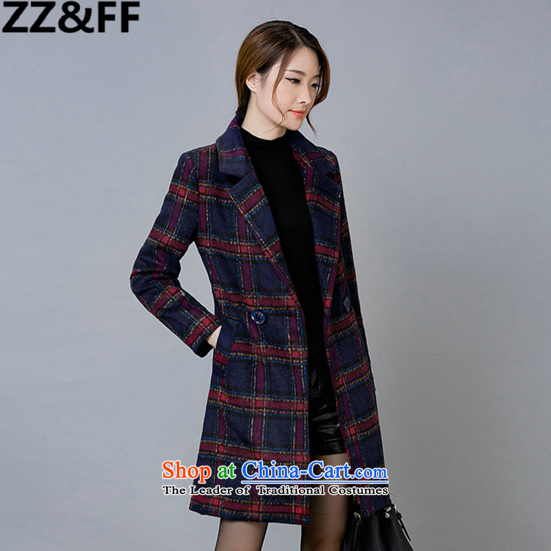 2015 winter clothing new Zz&ff gross? coats that long temperament grid long-sleeved jacket is elegant gross 1666 red checkered M,ZZ&FF,,, shopping on the Internet