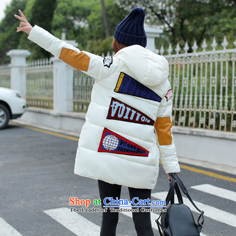 The fall in cotton-sze female) long thick winter 2015 new larger female decorated personality who is a female white robe jacket temperament 3XL, SZE SHIMANQIUYU (Autumn) , , , shopping on the Internet