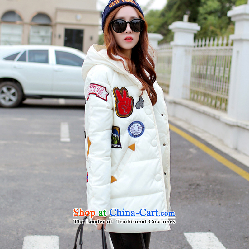 The fall in cotton-sze female) long thick winter 2015 new larger female decorated personality who is a female white robe jacket temperament 3XL, SZE SHIMANQIUYU (Autumn) , , , shopping on the Internet