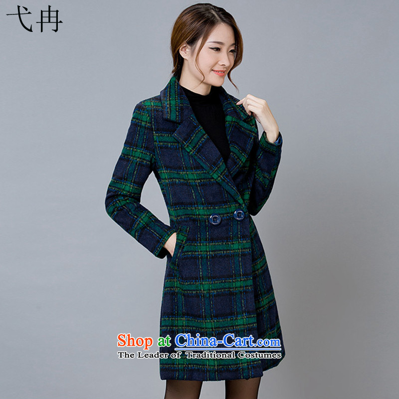 Cruise in the autumn and winter 2015 advanced new women in Korean long long-sleeved elegant gross is checked N473 coats The Green Grid XL, cruising the comparison shopping on the Internet has been pressed.