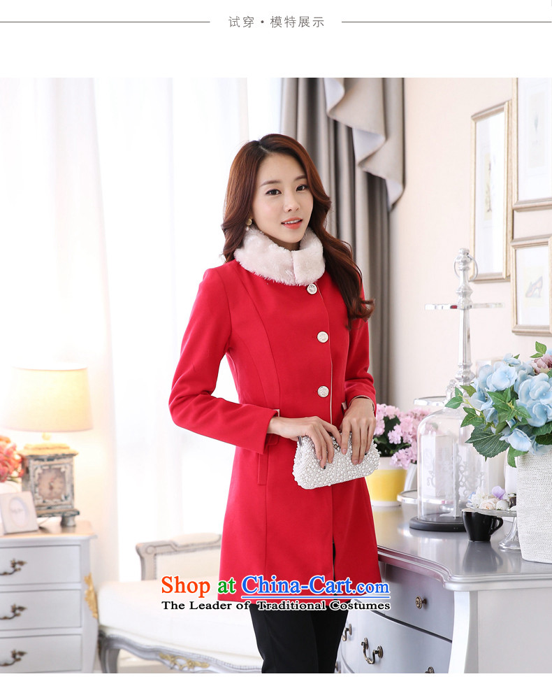 Rabbit 2015 new Gazelle Wolf Fall/Winter Collections Korean women in long hair? With a coat a wool coat RED M picture, prices, brand platters! The elections are supplied in the national character of distribution, so action, buy now enjoy more preferential! As soon as possible.