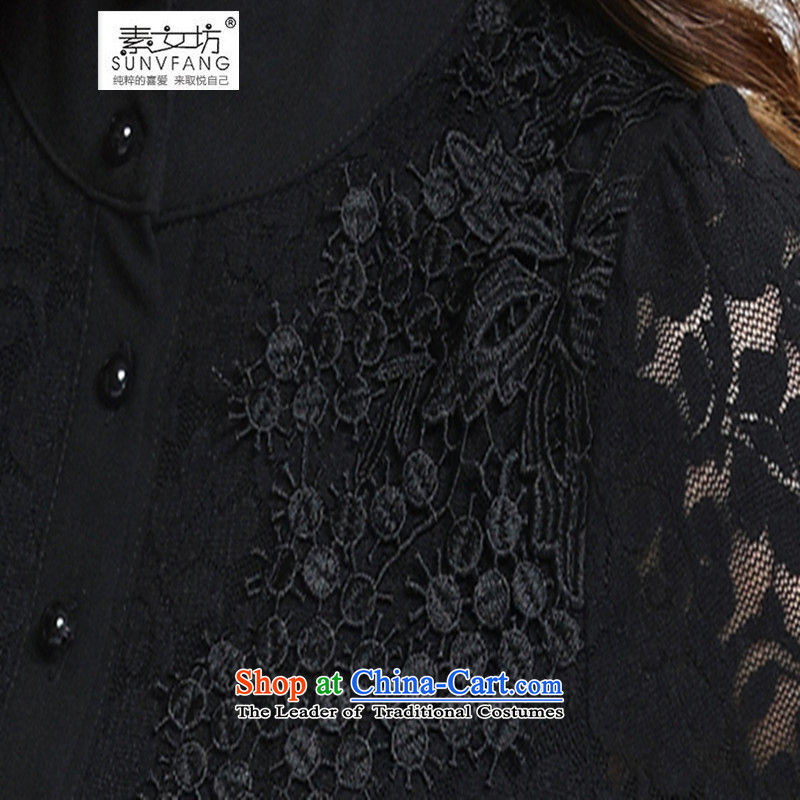 Motome square thick sister larger thick T-shirt 2015 winter clothing plus the new Korean lint-free thick black long-sleeved high collar lace shirt, forming the Netherlands 8111 Black 4XL recommended weight, 160-180 Motome Fong (SUNVFANG) , , , shopping on the Internet