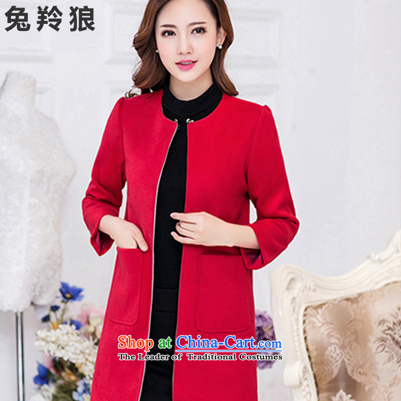 Rabbit 2015 new Gazelle Wolf Fall/Winter Collections Korean women's gross girls jacket? long hair a wool coat RED M, and Ling Wolf (TVRXZRV) , , , shopping on the Internet