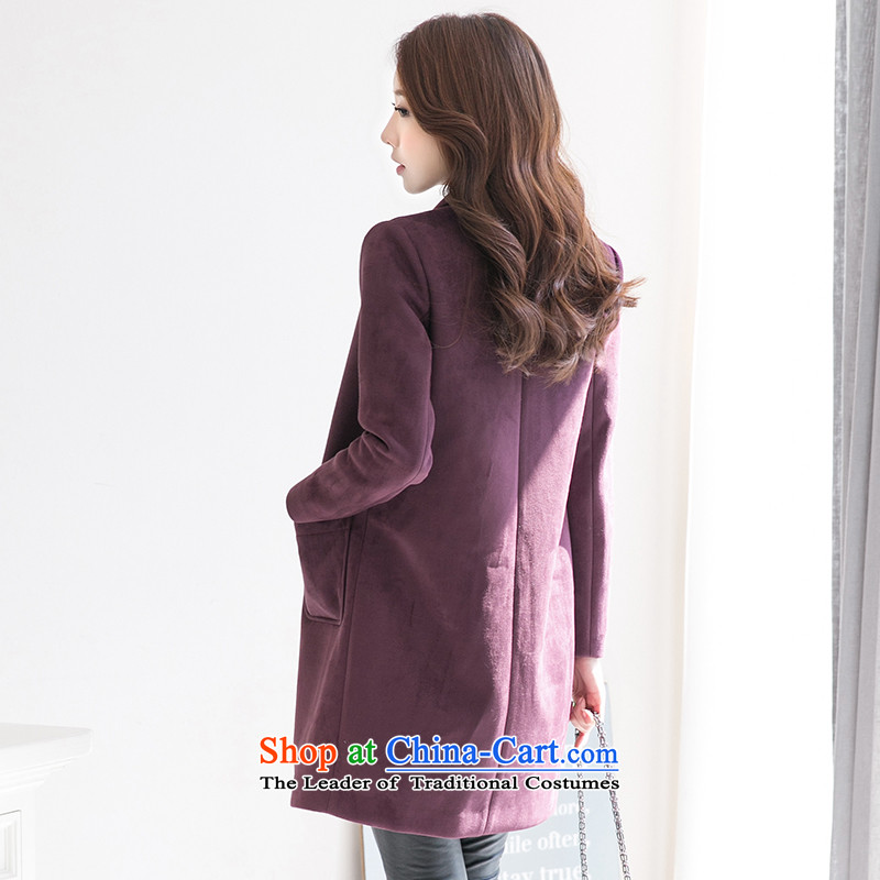 One meter Sunshine  2015 Autumn replacing new leather jacket female Korean lint-free in Sau San long-coats female purple cocoon L, a meter sunshine shopping on the Internet has been pressed.
