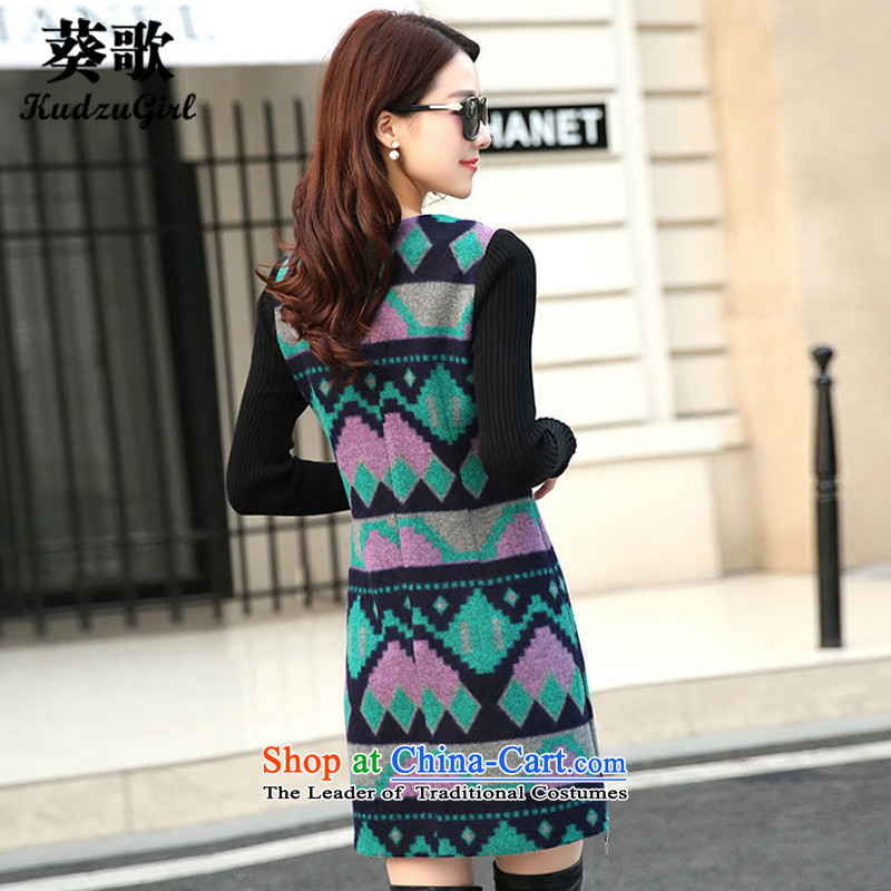  2015 Autumn and Winter Song Of Kwai women forming the long-sleeved gross dresses in this long thin large number of Sau San video female K388 Green , L, Kwai Sing (kudzugird) , , , shopping on the Internet