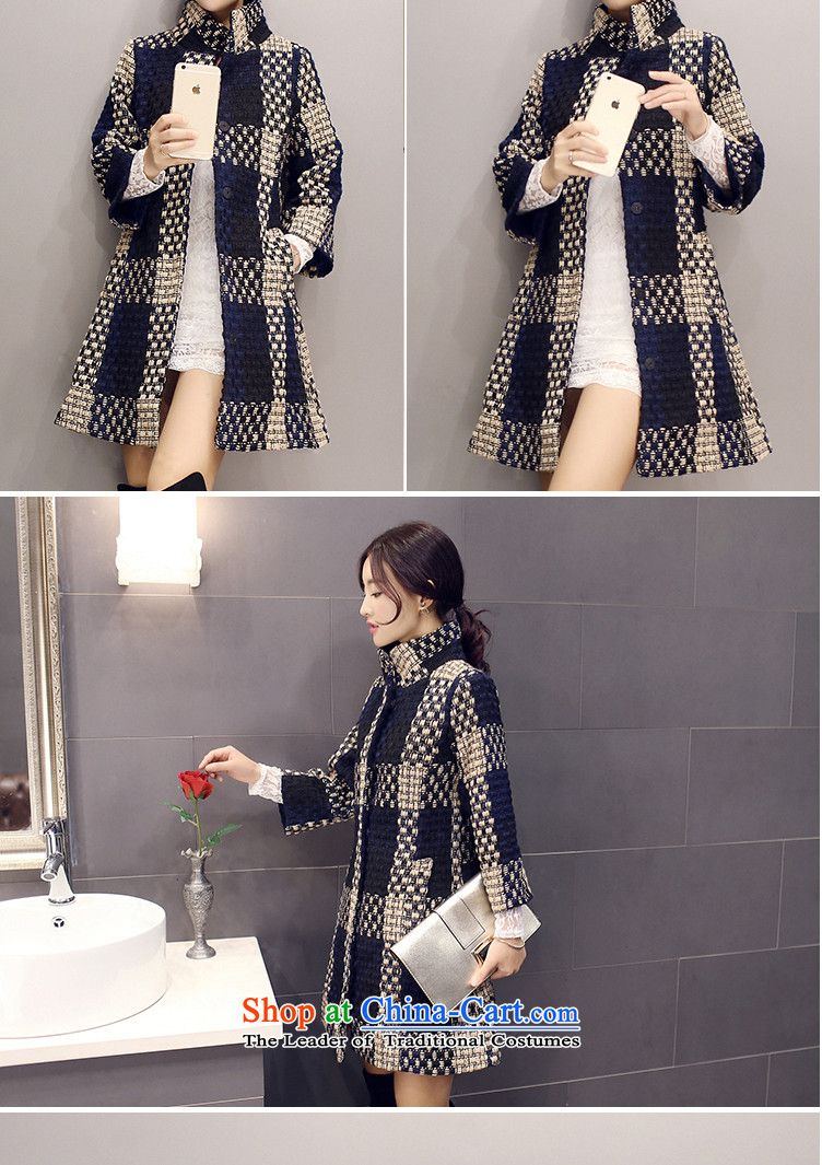 (Philippines 2015 wave autumn and winter load new women's long line scurf collar jacket coat? female gross A8989 navy L picture, prices, brand platters! The elections are supplied in the national character of distribution, so action, buy now enjoy more preferential! As soon as possible.