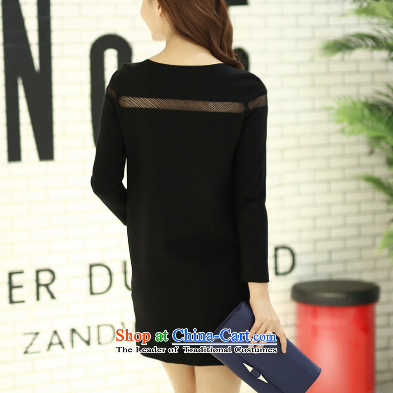 Szili Clinton plus hypertrophy code women 2015 Autumn New) thick mm sister Sau San video thin temperament long-sleeved stylish dresses 200 catties of fat, forming the basis of Borneo XXXL, black skirt Szili (celia dayton , , , shopping on the Internet