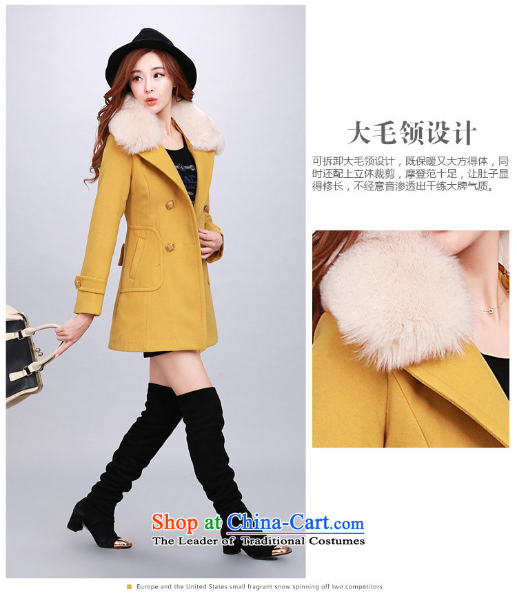 Happy Times (发南美州之夜) 2015 autumn and winter new women's new Korean warm and stylish Sau San cashmere overcoat jacket gross temperament? yellow L(96-106 catty) Picture, prices, brand platters! The elections are supplied in the national character of distribution, so action, buy now enjoy more preferential! As soon as possible.