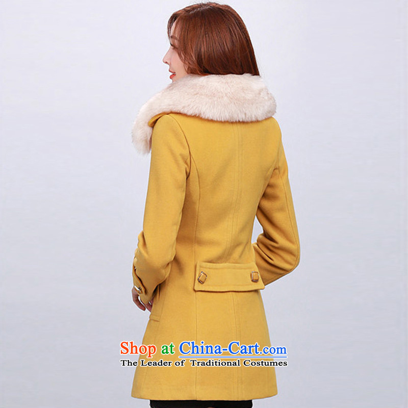Happy Times (发南美州之夜) 2015 autumn and winter new women's new Korean warm and stylish Sau San cashmere overcoat jacket gross temperament? ), Yellow L(96-106 catty happy times (发南美州之夜) , , , shopping on the Internet