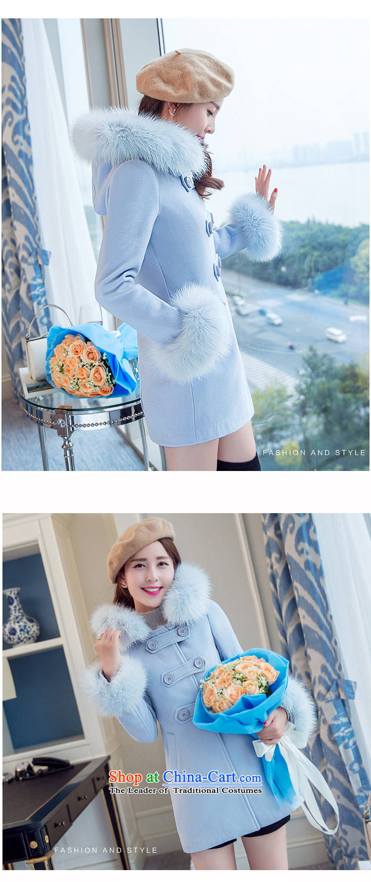 The fragrant incense snow fall and winter 2015 new products Sau San video thin coat cap in the amount so long Korean a wool coat female thick coat Blue M picture, prices, brand platters! The elections are supplied in the national character of distribution, so action, buy now enjoy more preferential! As soon as possible.